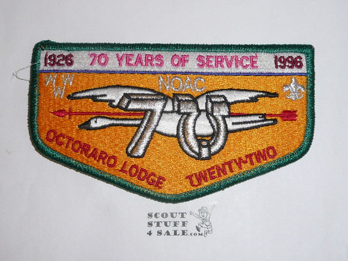 Order of the Arrow Lodge #22 Octoraro s58 Flap Patch - 1996 NOAC