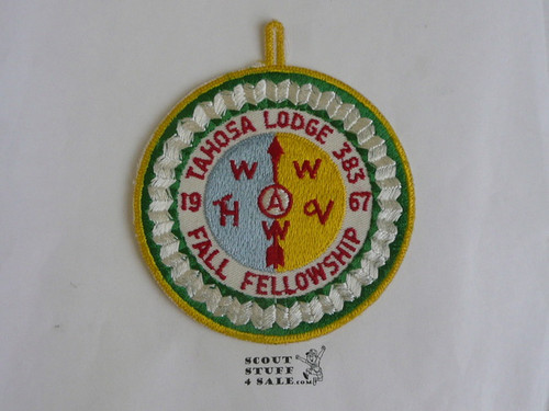 Order of the Arrow Lodge #383 Tahosa 1967 Fellowship Patch