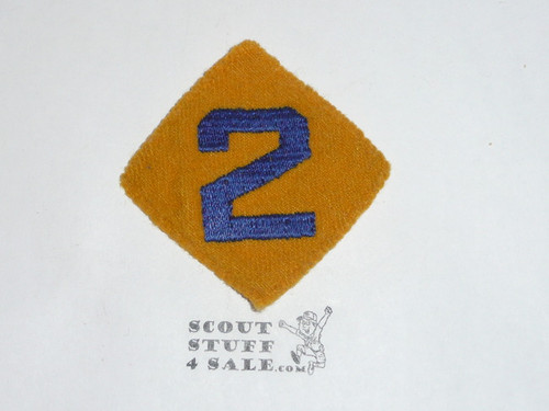 Old Felt Cub Scout Felt Diamond Unit Number "2" Patch, lt use