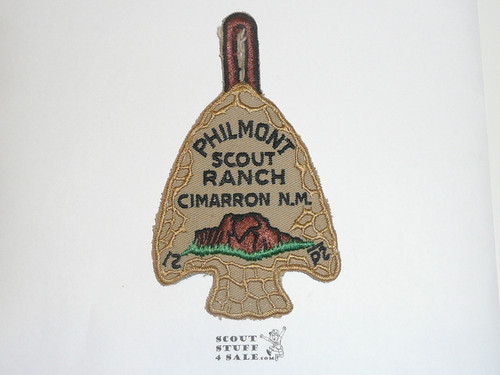 Philmont Scout Ranch Arrowhead Trek Patch, Gauze Back Attached to Leather