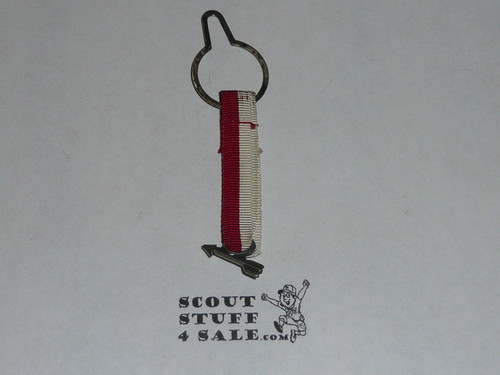 Order of the Arrow Drop Ribbon with notched button ring, Old, Unused