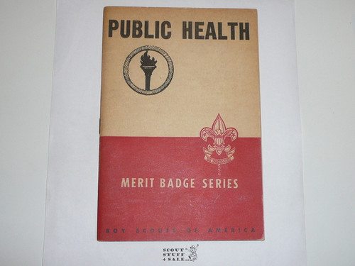 Public Health Merit Badge Pamphlet, Type 5, Red/Wht Cover, Wartime Book, 4-44 Printing