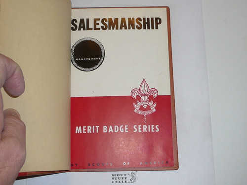 Salesmanship Library Bound Merit Badge Pamphlet, Type 5, Red/Wht Cover, 1-51 Printing