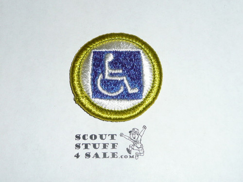Handicapped Awareness - Type H - Fully Embroidered Plastic Back Merit Badge (1972-2002)