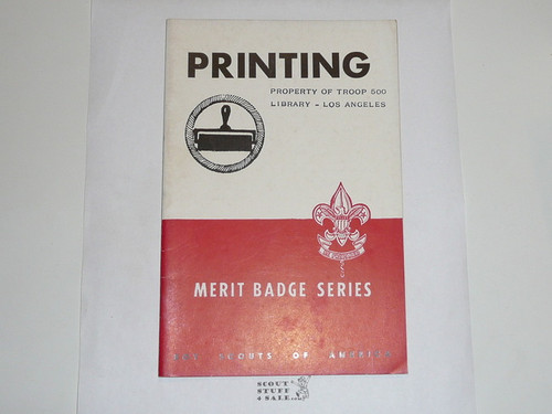 Printing Merit Badge Pamphlet, Type 5, Red/Wht Cover, 7-46 Printing