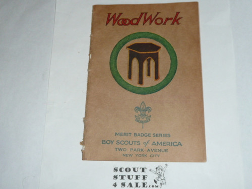 Wood Work Merit Badge Pamphlet, Type 3, Tan Cover, 10-39 Printing