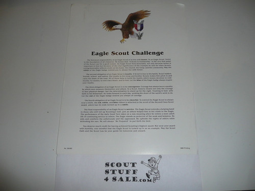 Eagle Scout Challenge, 1989 Printing, Suitable For Framing