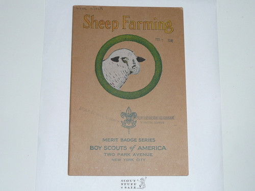 Sheep Farming Merit Badge Pamphlet, Type 3, Tan Cover, 1-38 Printing