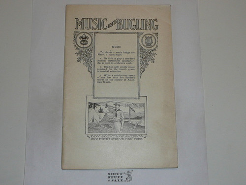 Music and Bugling Merit Badge Pamphlet, Type 2, White Cover, 1923 Printing