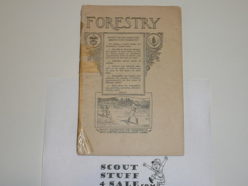 1920 Forestry Merit Badge Pamphlet, Type 2, White Cover, Binding Taped