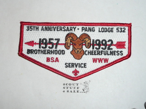 Order of the Arrow Lodge #532 Pang s20 35th Anniv Flap Patch - Scout