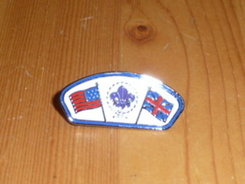 USA and UK Flag with World Scouting Emblem CSP Shaped Pin - Scout