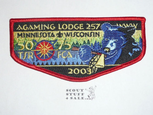 Order of the Arrow Lodge #257 Agaming s30 Flap Patch - Boy Scout