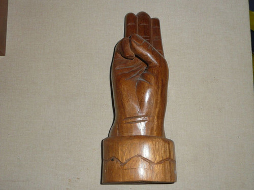 Carved Wood Hand making the Scout Sign, 10" Tall HEAVY  - Boy Scout