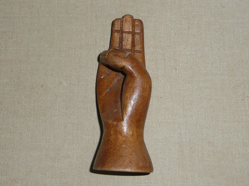 Carved Wood Hand making the Scout Sign, 4" Tall - Boy Scout