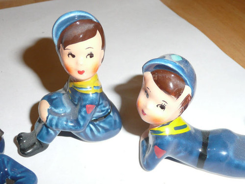 1960's Enesco Imports Cub Scouts of America Porcelain Figurine, Set of Three