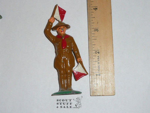 1920's VINTAGE BARCLAY BOY SCOUT SIGNALING LEAD TOY SOLDIER -EXCELLENT CONDITION, lite use, colors will vary