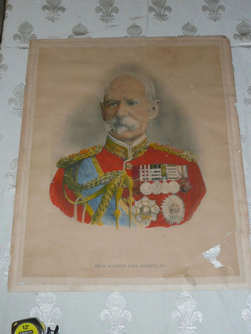 1900 Poster of Field Marshal Lord Roberts, Boer War, 1900, Brittle paper. Some wear, see pictures. 19" x 23"