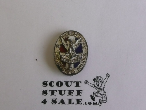 Eagle Scout Lapel Pin, 1930's STERLING Silver, Type 2 with BSA on chest, Vertical Sterling Mark