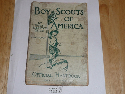 1910 Boy Scout Handbook, Original Edition, Only Seton Listed on Cover, Some wear to cover and spine (see pictures)