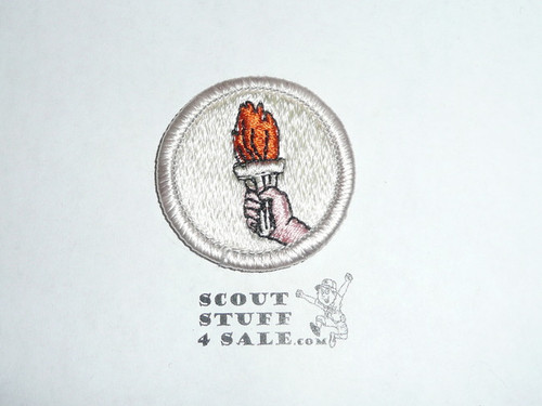 Sports (silver bdr)- Type H - Fully Embroidered Plastic Back Merit Badge (1972-2002)
