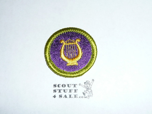Music - Type H - Fully Embroidered Plastic Back Merit Badge (1972-2002)
