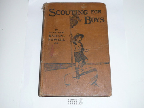 1910 Scouting for Boys, By Lieut.-Gen. Baden-Powell, Third edition, Third Printing, Hardbound, some wear to covers