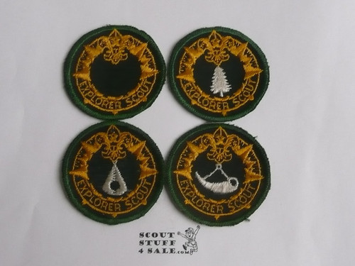 Explorer Scout Set of 4 Ranger Program Rank Patches from the 1950's, Apprentice - Woodsman - Frontiersman - Ranger, all MINT condition