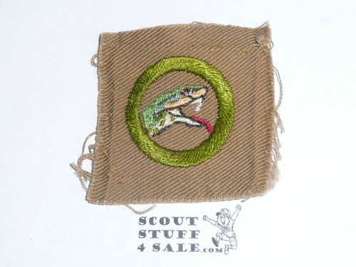 Reptile Study - Type A - Square Tan Merit Badge (1911-1933), lt use