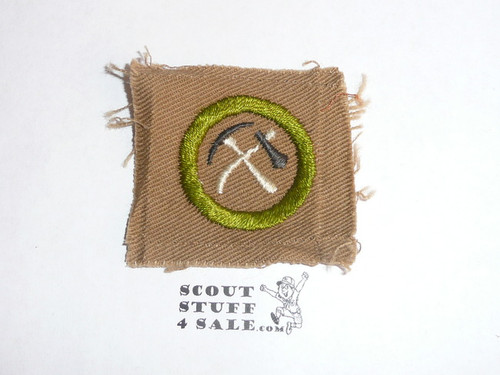 Pioneering - Type A - Square Tan Merit Badge (1911-1933), lt use