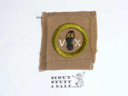 Hiking - Type A - Square Tan Merit Badge (1911-1933), lt use
