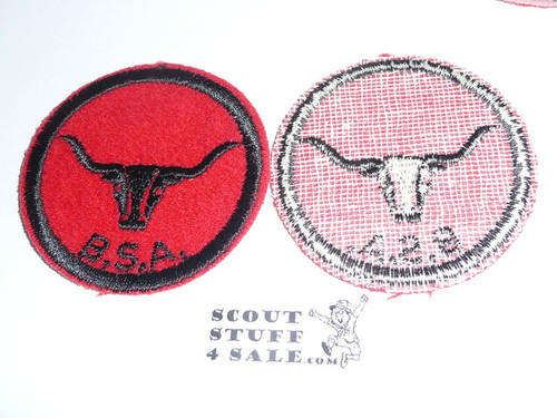 Longhorn Patrol Medallion, Felt w/BSA black/White ring back, 1940-1955
