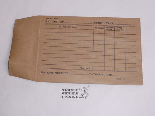 1954 Unused Patrol Dues Envelope, 5-54 printing