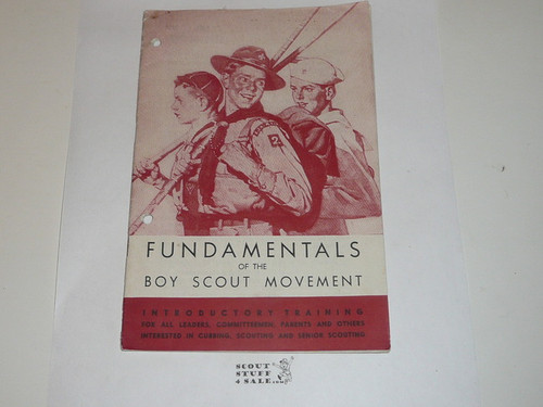 1945 Fundamentals of the Boy Scout Movement, Introductory Training, 1-45 printing, 2 hole punched