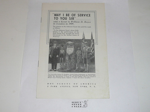 1941 "May I Be of Service to you Sir", About the WD Boyce Memorial, 1-41 printing