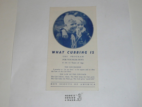 1943 What Cubbing Is, Boy Scout Promotional Brochure, 12-43 printing