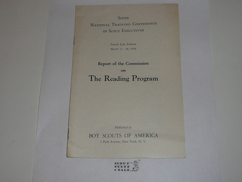1936 Report of the Commission on The Reading Program from the 6th National Training Conference of Scout Executives, part of the BSA Reading Campaign