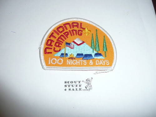 National Camping Award for 100 Nights & Days of Camping High Adventure Hiking Award Patch