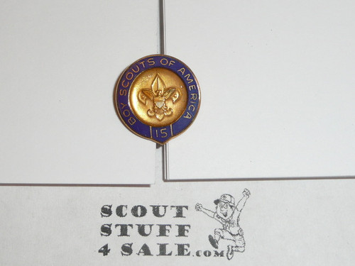 15 Year Veteran Pin, late 1960's Issue, Robbins, 10K GOLD, Post Back