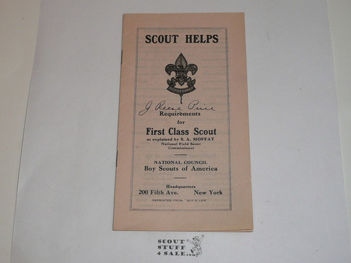 1920's Requirements for the First Class Scout, Scout Helps, Lefax Size