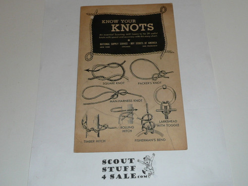 Know Your Knots visual card with 39 knots, 5-67 Printing