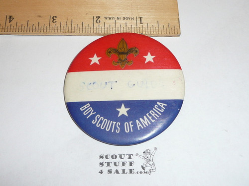 BSA Blank (Scout Guide written on) Badge Red/White/Blue Celluloid Boy Scout Button