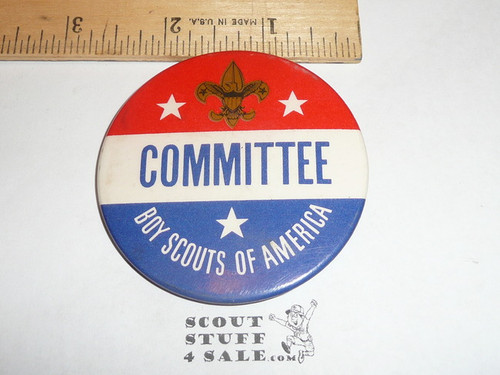 BSA COMMITTEE Badge Red/White/Blue Celluloid Boy Scout Button