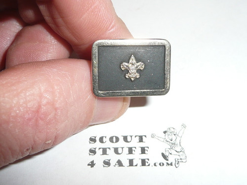 Boy Scout Cuff Link (single), Silver color with black background