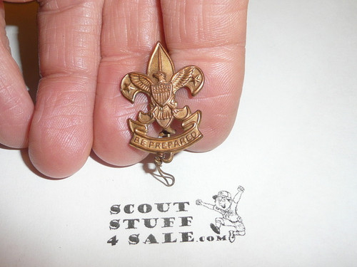 First Class Scout Rank Pin (Could be used as Generic Scouting Collar Pin), Bent Wire Clasp, 36mm tall (incl knot), Stamped Metal for WWII war production