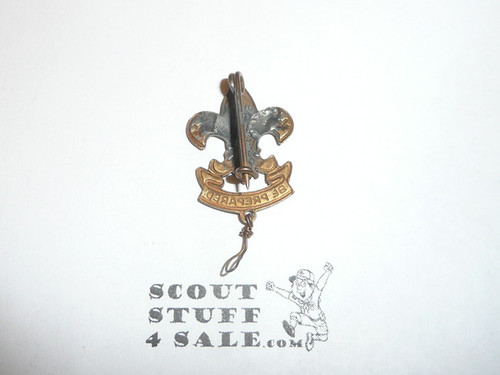 First Class Scout Rank Pin (Could be used as Generic Scouting Collar Pin), Bent Wire Clasp, 36mm tall (incl knot), Stamped Metal for WWII war production