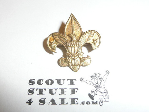 Tenderfoot Scout Rank Pin (Could be used as Generic Scouting Collar Pin), crude wire Clasp, 20mm Wide, Stamped tin for WWII War Production