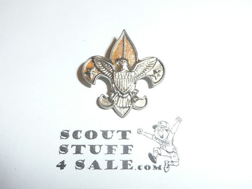Tenderfoot Scout Rank Pin (Could be used as Generic Scouting Collar Pin), Safety Pin Clasp, 20mm Wide, Be Prepared & BS of A & Pat. 1911 back markings, notched Back, silver color