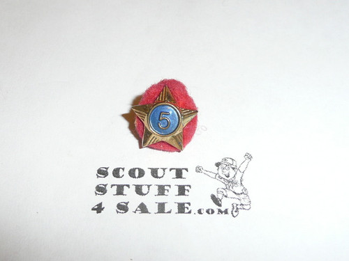 Boy Scout 5 Year Pin, Spin Back