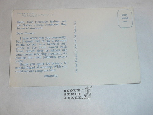 1960 National Jamboree Post Card, Pikes Peak